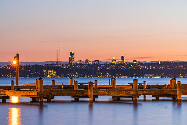istock dock with background of Bellevue cityscape with reflection. 541118124