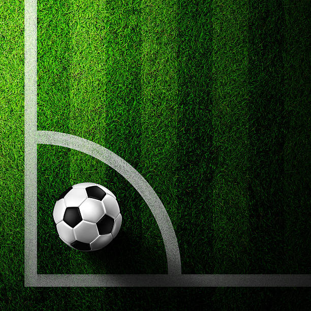 Soccer ball waiting for a corner kick.