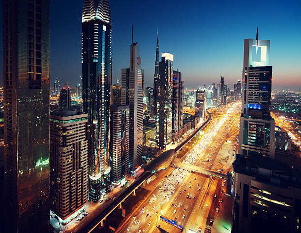 istock Dubai skyline in sunset time, United Arab Emirates 541118340