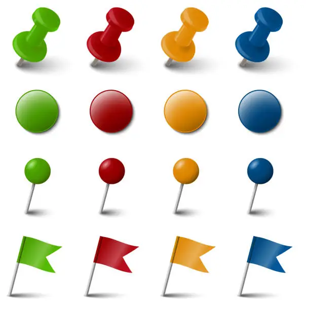 Vector illustration of Collection of four colored marking accessories