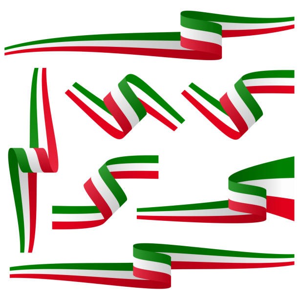 illustrazioni stock, clip art, cartoni animati e icone di tendenza di raccolta di banner di bandiera italiana - made in italy