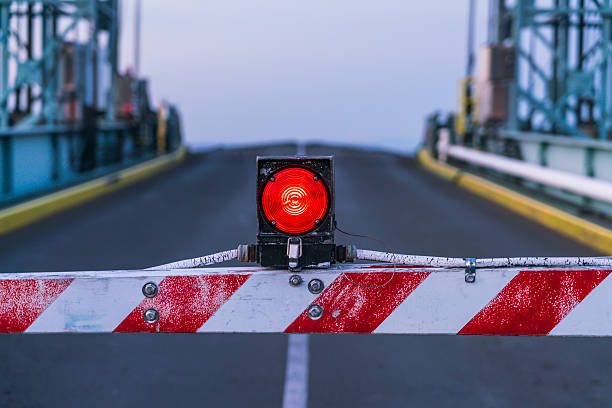 istock stop sign light on the stop bar on the road. 541121114