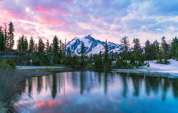 istock mt. Shucksan with reflection on the lake when sunrise. 541121562