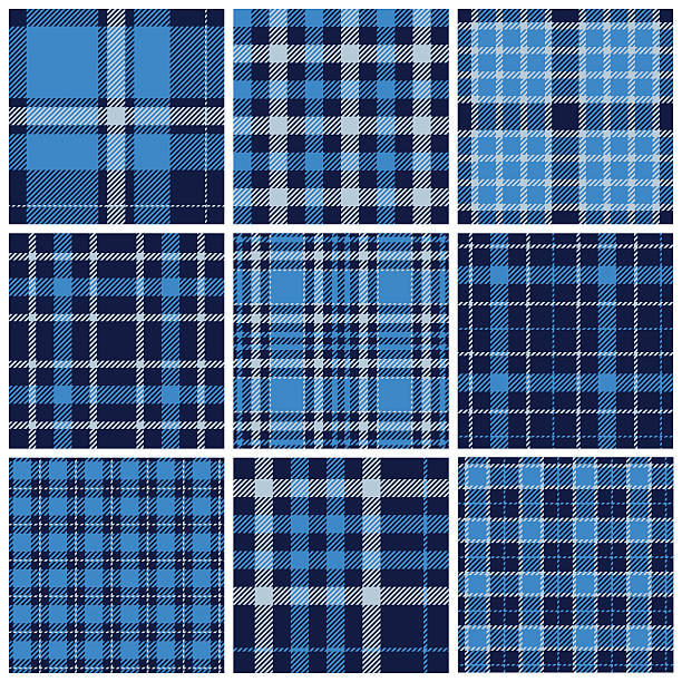 набор бесшовных узоров в клетку - pattern plaid checked seamless stock illustrations