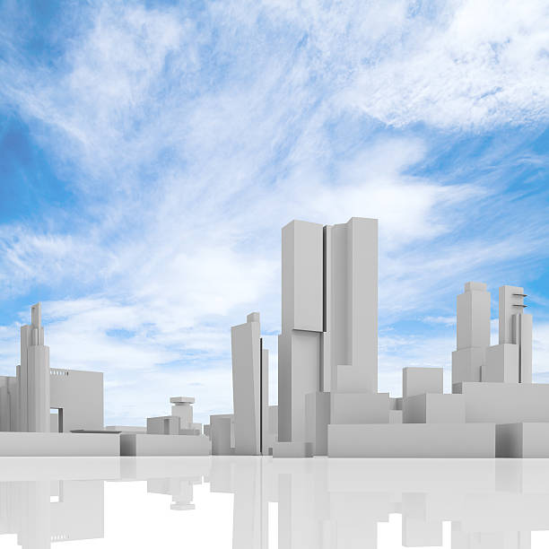 istock Abstract cityscape over blue cloudy sky 541127306