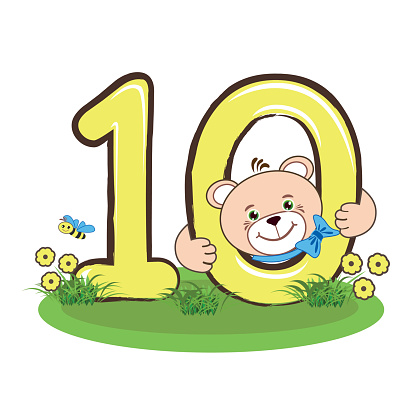 Ilustración de El Número De Diez Y Alegre Oso De y más Vectores Libres de Derechos de 10-11 años - 10-11 años, Abeja, Composición - iStock Ilustración de El Número De Diez Y Alegre Oso De y más Vectores Libres de Derechos de 10-11 años - 10-11 años, Abeja, Composición - iStock