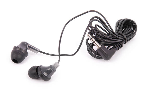 istock Small black headphones with a headset 541130190