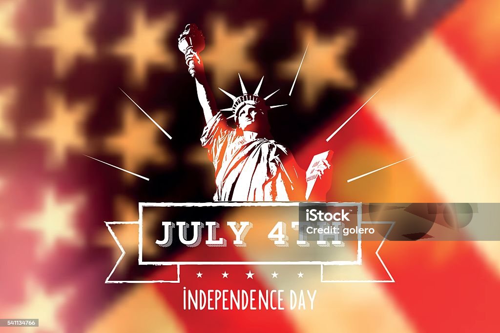 statue of liberty on blurred vintage us flag white independence day line label with statue of liberty on blurred us flag  Statue of Liberty - New York City stock vector