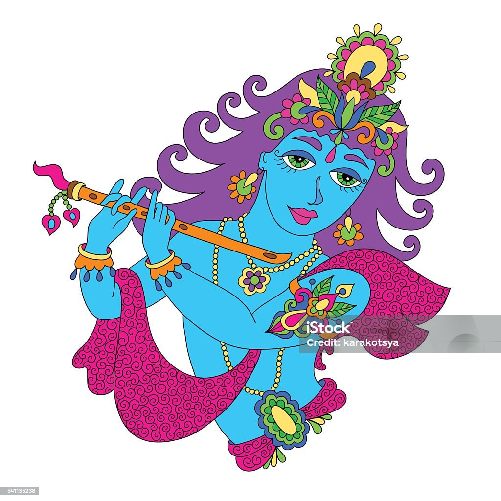 God Lord Krishna For Janmashtami Festival Stock Illustration ...