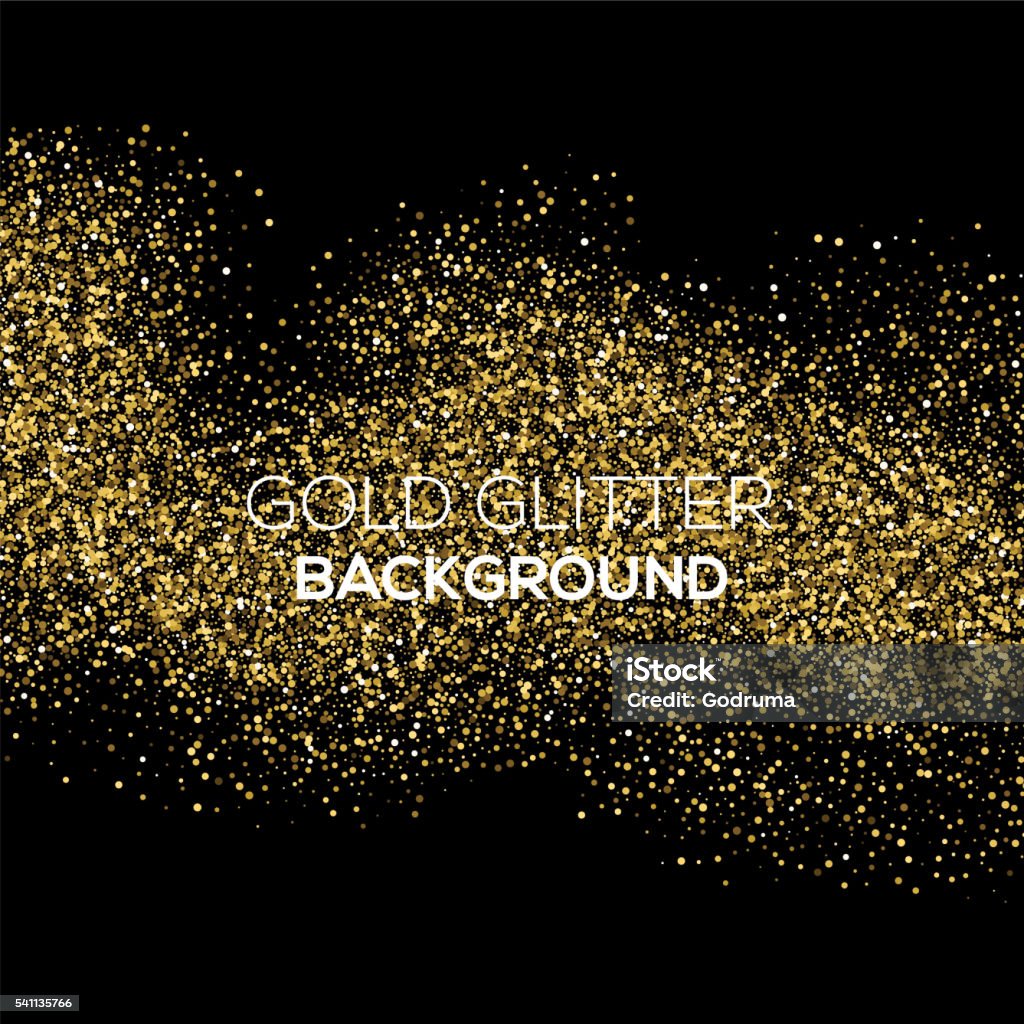 Gold Confetti Glitter On Black Background Stock Illustration - Download