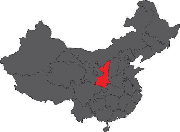 ilustrações de stock, clip art, desenhos animados e ícones de shaanxichina.kgm vermelho mapa da china mapa vetor cinzento - shaanxi province illustrations