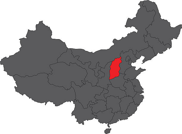 ilustrações de stock, clip art, desenhos animados e ícones de shanxichina.kgm vermelho mapa da china mapa vetor cinzento - shaanxi province illustrations