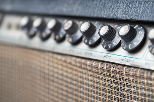 Knob of Guitar Amplifier Closeup