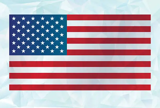 Vector illustration of American Flag on low-poly background