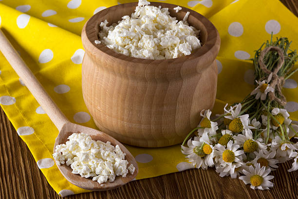 istock Cottage cheese and chamomile flowers 541142190