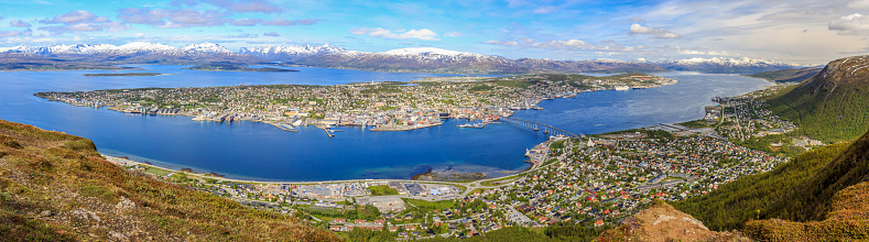 View from the Fjellheisen mountain to the city of Tromsoe