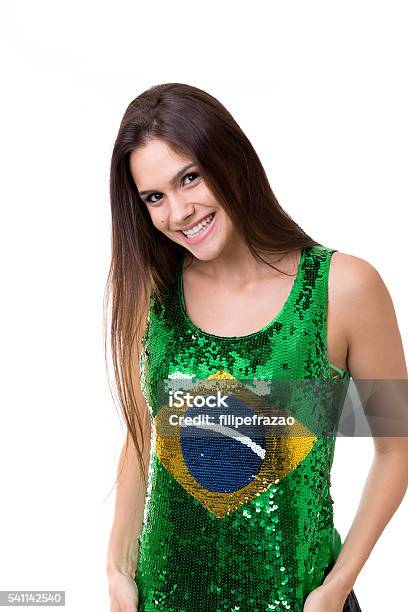Portait Of Brazilian Girl On White Background Stock Photo - Download Image Now - Adult, Adults Only, American Football - Ball