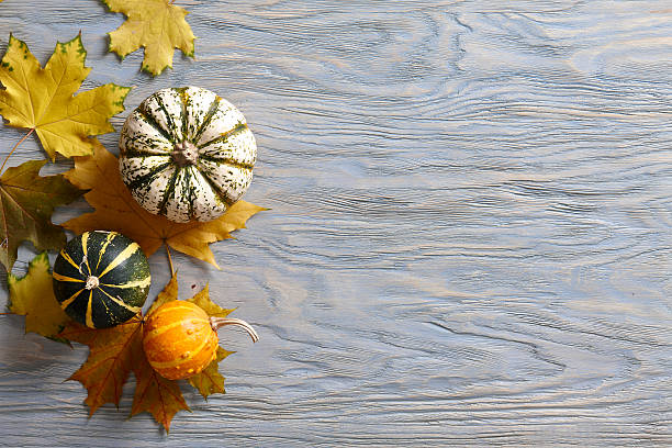 istock Autumn background with pumpkins and leaves 541149286