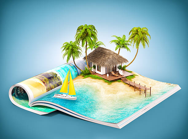 istock tropical island on a magazine 541152088