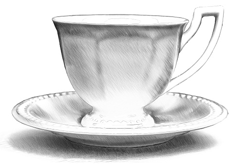 Cup and sauce. Illustration in draw, sketch style