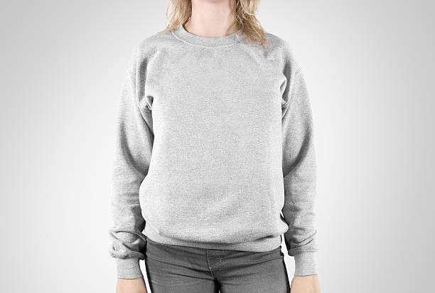 Blank sweatshirt mock up isolated. Female wear plain hoodie mockup. Blank sweatshirt mock up isolated. Female wear plain hoodie mockup. Plain hoody design presentation. Clear loose overall model. Pullover for print. Man clothes sweat shirt template sweater wearing sweatshirt stock pictures, royalty-free photos & images