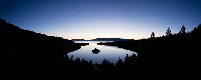 Three trees await the dawn at Emerald Bay Lake Tahoe