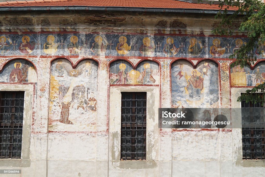 Frescoes at the Saint Nicholas Church Frescoes at the Saint Nicholas Church, Romania, Transylvania, Brasov, Schei Ancient Stock Photo