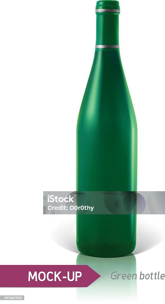 green bottles of wine or cocktail Mockup realistic green bottles of wine or cocktail on a white background with reflection and shadow. Template for label design. Alcohol - Drink stock vector