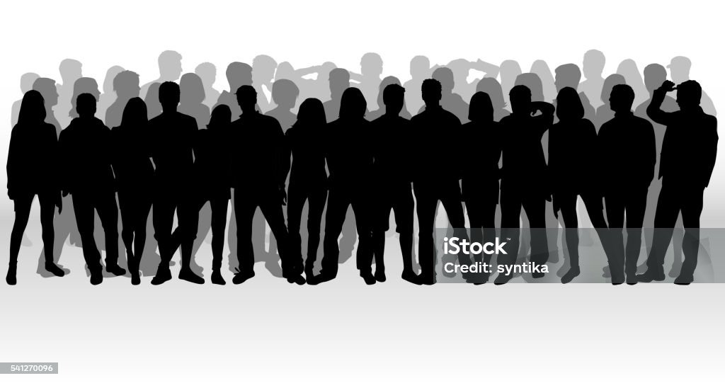 Group of people. Crowd of people silhouettes. In Silhouette stock vector