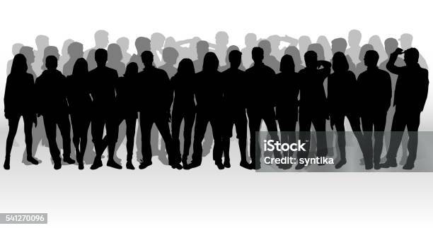 Group Of People Crowd Of People Silhouettes Stock Illustration - Download Image Now - In Silhouette, Crowd of People, People