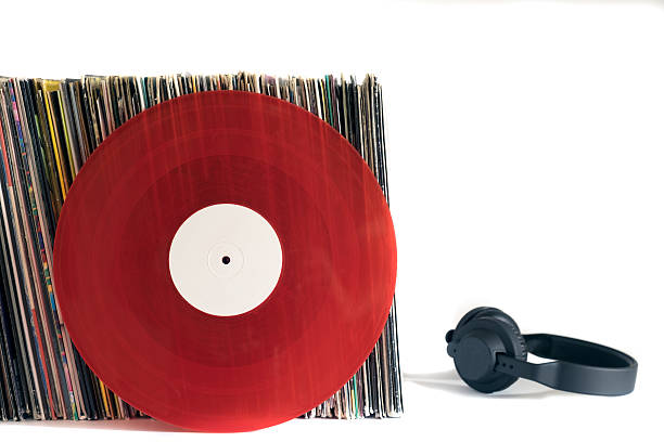 istock Red vinyl records on a white background 541270676