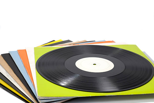 istock Colorful vinyl records on white background 541270848