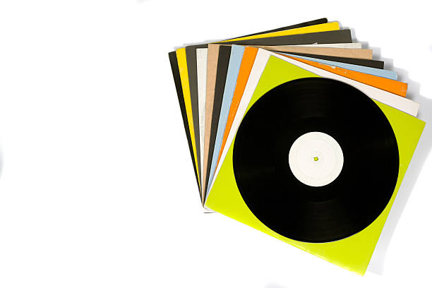 istock Colorful vinyl records on white background 541270920