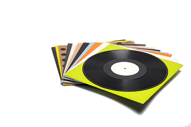 istock Colorful vinyl records on white background 541271050