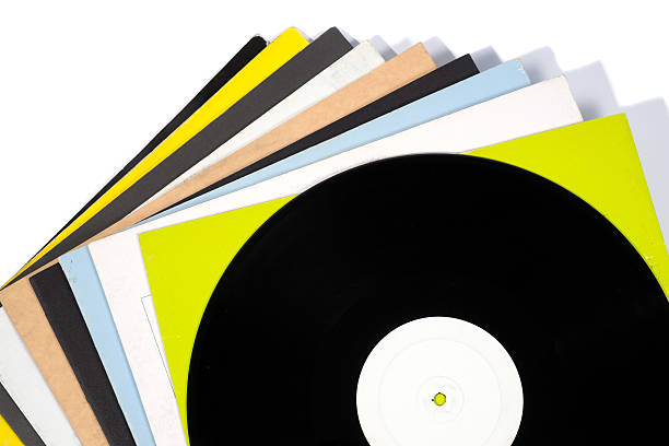 istock Colorful vinyl records on white background 541271318