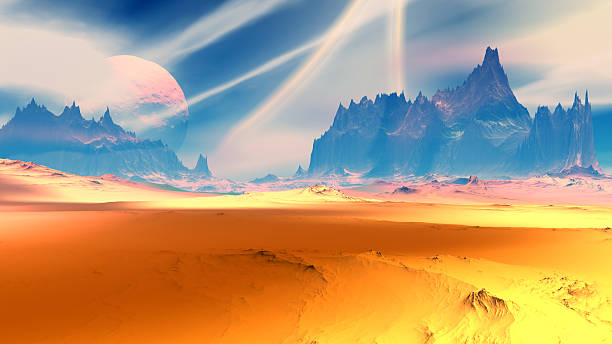 istock Fantasy alien planet. Rocks and sky. 3D illustration 541272188