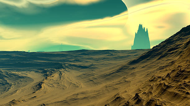 istock Fantasy alien planet. Rocks and sky. 3D illustration 541272318