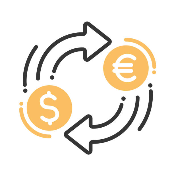 ilustrações, clipart, desenhos animados e ícones de ícone de câmbio de moeda única - exchange rate