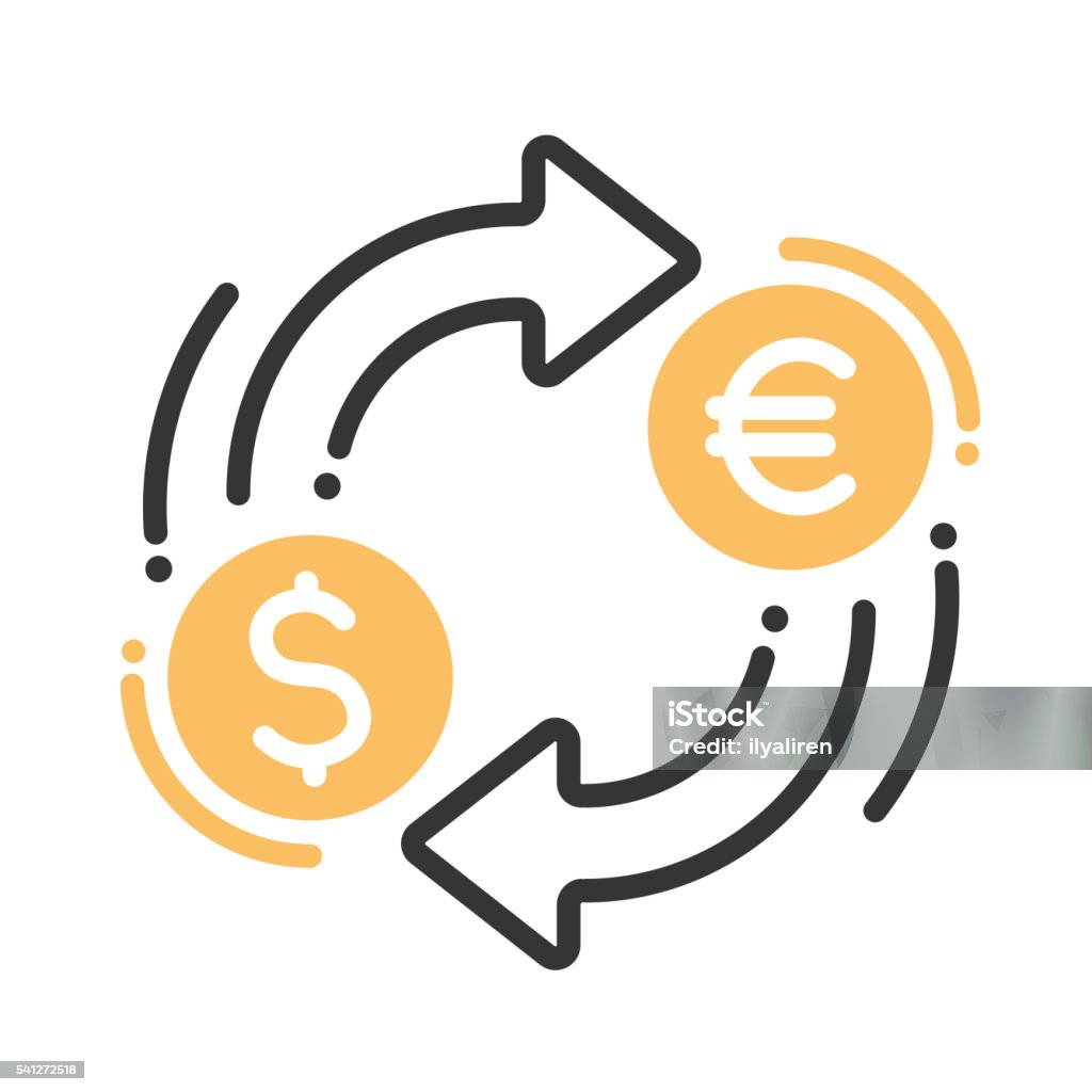 Currency exchange single icon Currency exchange single isolated modern vector line design icon with dollar, euro signs Currency Exchange stock vector