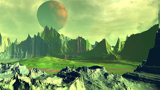istock Fantasy alien planet. Rocks and sky. 3D illustration 541272572