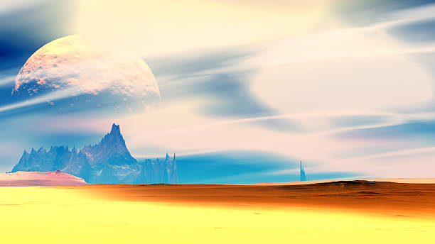 istock Fantasy alien planet. Rocks and sky. 3D illustration 541272672