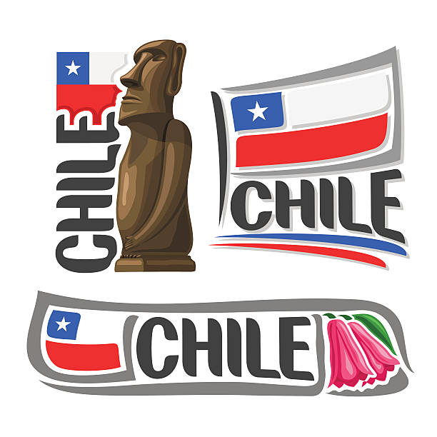 wektor logo chile - easter island moai statue chile sculpture stock illustrations