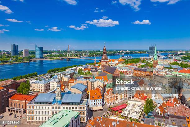 View From St Peters Church On Old Riga Latvia Stock Photo - Download Image Now - Riga, Latvia, Cityscape