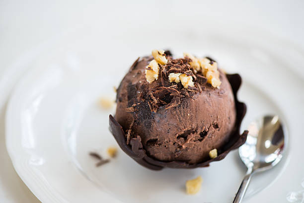 istock Chocolate Ice Cream Scoop is laying on Chocolate Homemade Bow 541281068