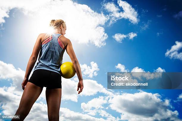 Beach Volleytball Girl Looking Off Stock Photo - Download Image Now - Volleyball - Sport, Beach, Volleyball - Ball