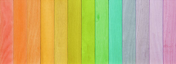 istock Colorful wooden planks rainbow painted background 541287112