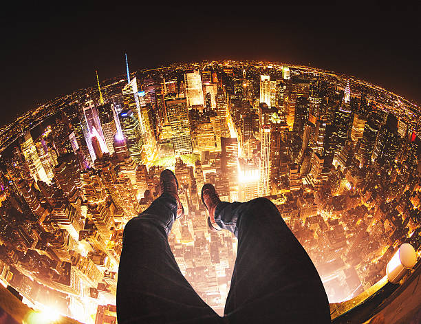 Relaxing in New York City on top of a building Relaxing in New York City on top of a building times square manhattan photos stock pictures, royalty-free photos & images