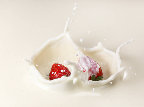 Splashing Strawberry into Milk