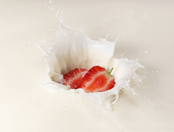 Splashing Strawberry into Milk