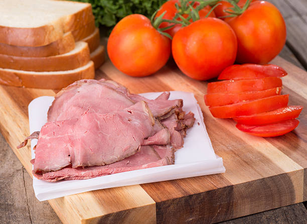 Roast Beef Sandwich Ingedients Ingredients for preparing a roast beef sandwich roast beef photos stock pictures, royalty-free photos & images